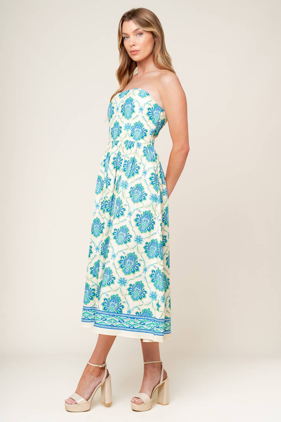THRIVING POISE WOVEN MIDI DRESS Flying Tomato